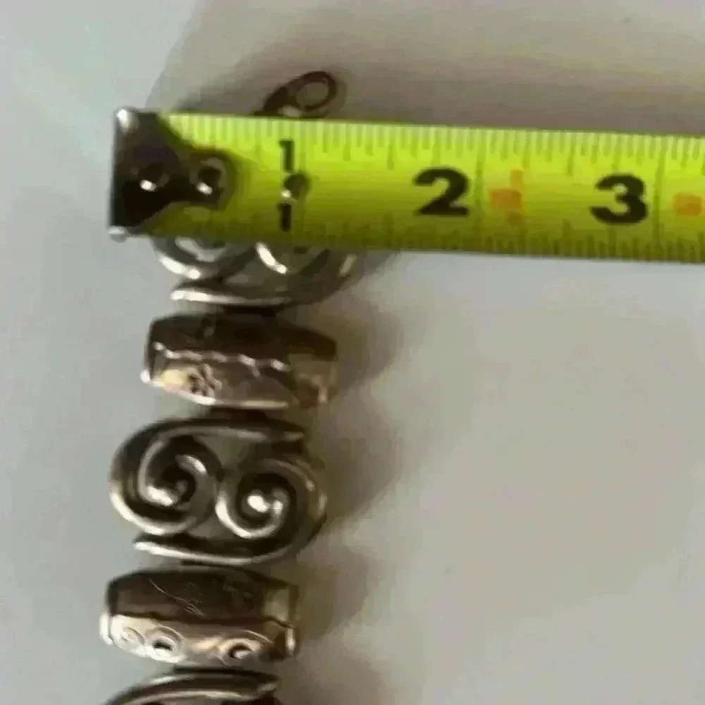 Vintage Brighton Silver Tone Etched Bracelet Adjustable Length 6.5-7.5" - Picture 10 of 10